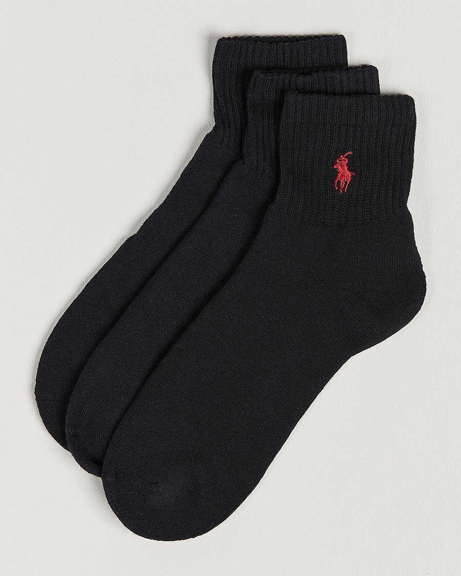 Polo Ralph Lauren 3-Pack Sport Quarter Socks Black – Svart