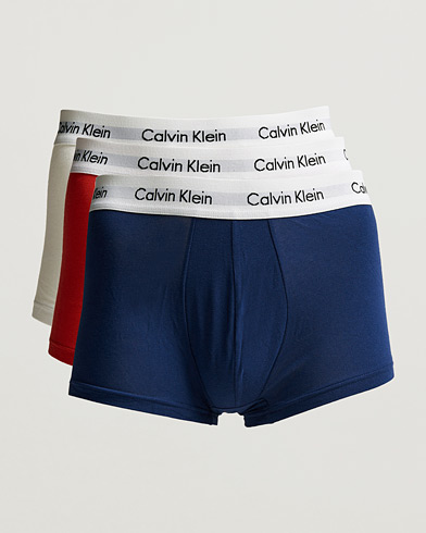 Herre |  | Calvin Klein | Cotton Stretch Low Rise Trunk 3-pack Red/Blue/White