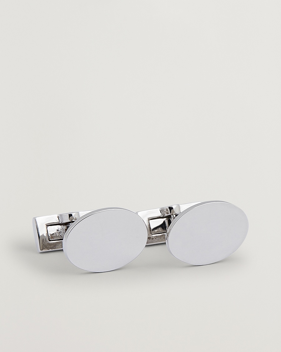 Herre | Black Tie | Skultuna | Cuff Links Black Tie Collection Oval Silver