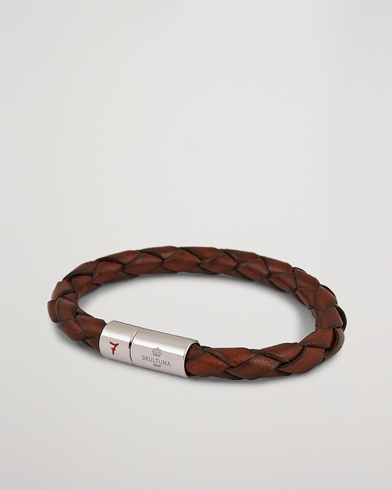 Herre | Skultuna | Skultuna | Leather Bracelet Plaited 7 by Lino Ieluzzi Brown
