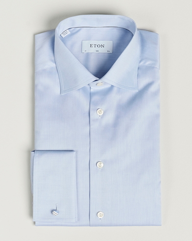 Herre | Business & Beyond | Eton | Slim Fit Shirt Double Cuff Blue