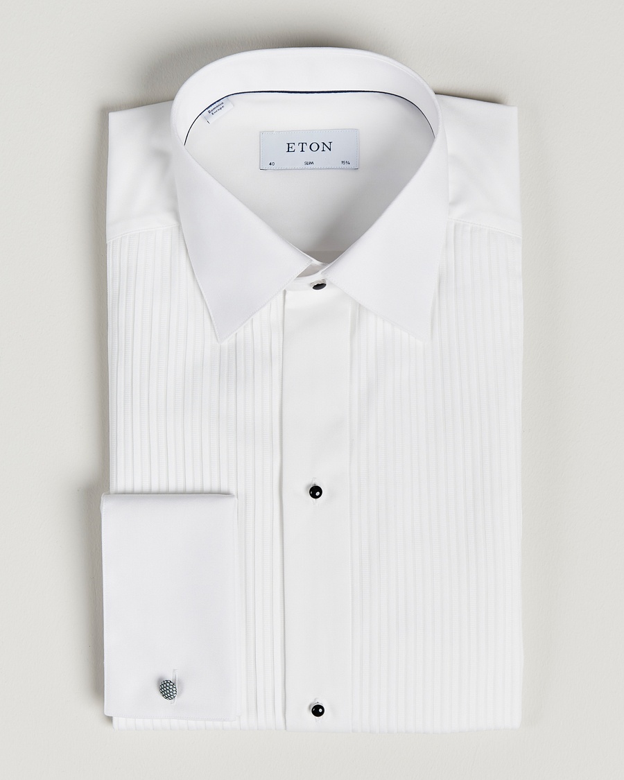Eton Slim Fit Tuxedo Shirt Black Ribbon White – Hvit