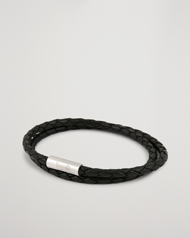 Herre |  | Skultuna | Two Row Leather Bracelet Black Steel