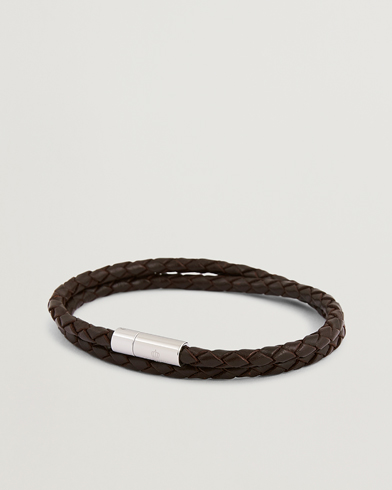 Herre | Armbånd | Skultuna | Two Row Leather Bracelet Dark Brown Steel