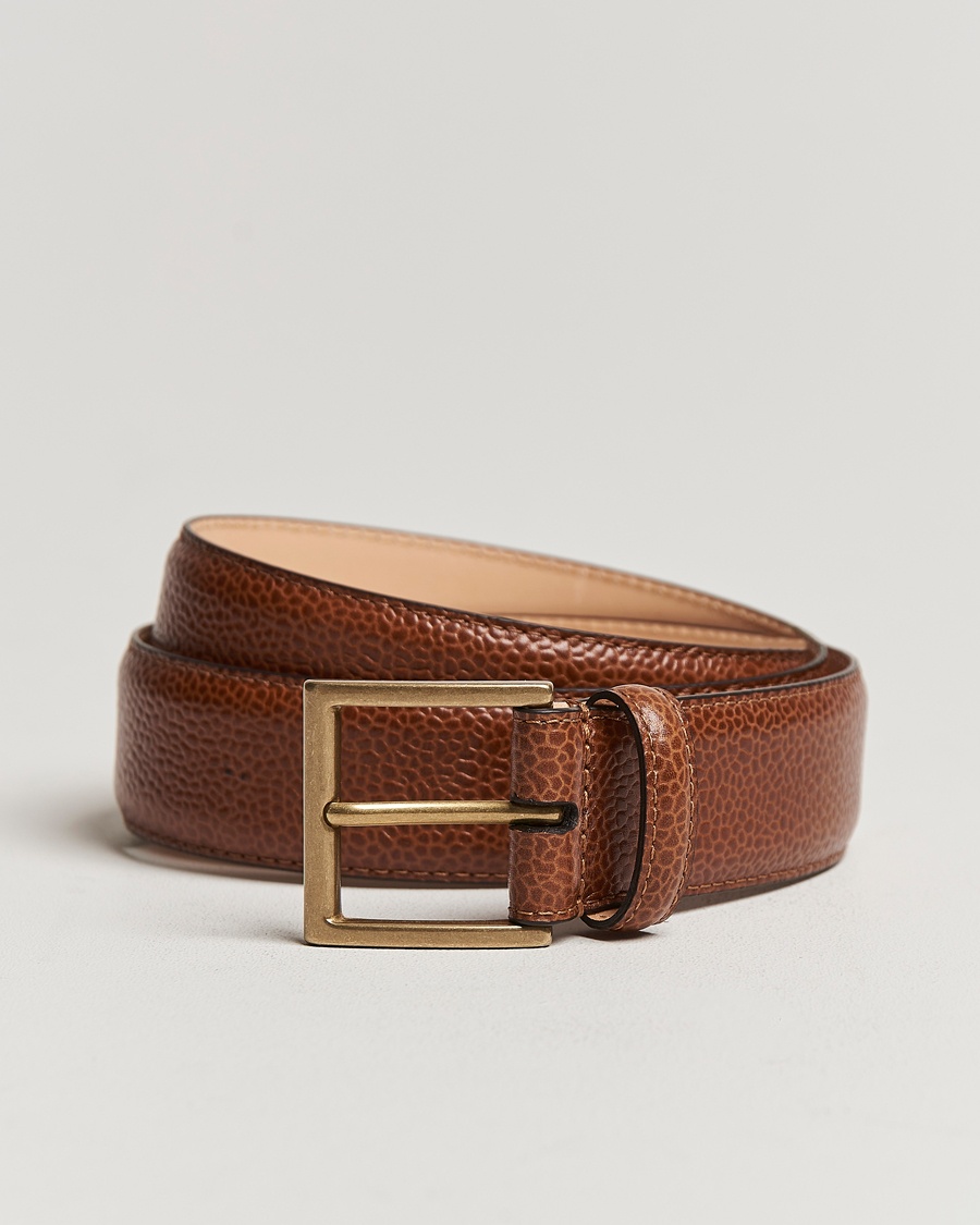 Crockett & Jones Belt 3,5 cm Tan Grained Calf – Brun