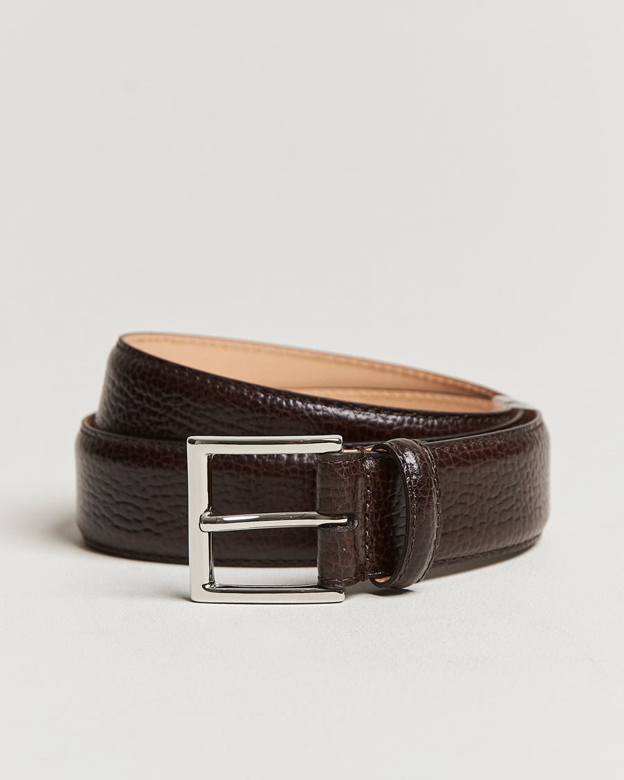 Crockett & Jones Belt 3,5 cm Dark Brown Grained Calf – Brun
