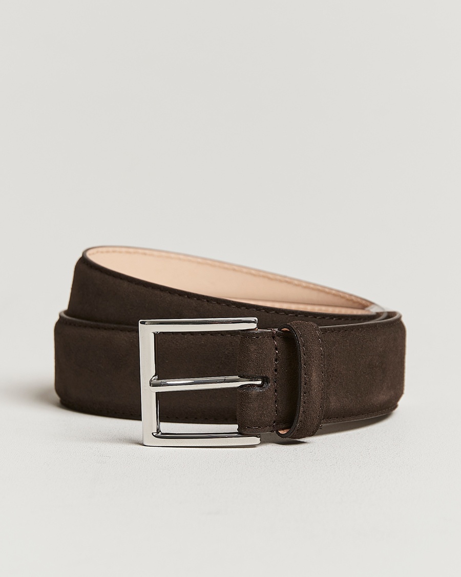 Crockett & Jones Belt 3,2 cm Dark Brown Suede – Brun