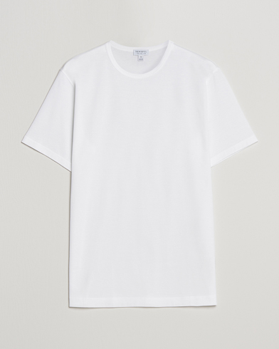 Herre | Kortermede t-shirts | Sunspel | Crew Neck Cotton Tee White