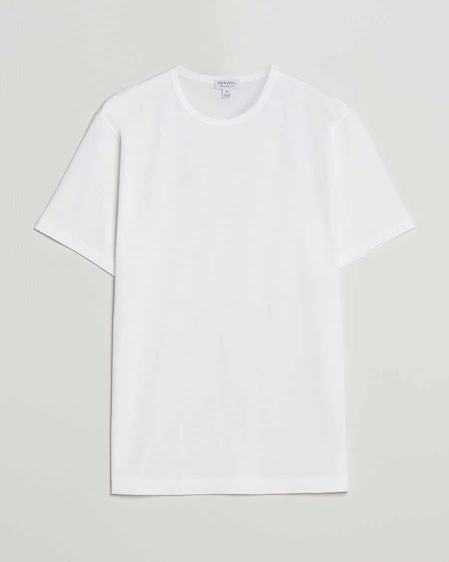 Sunspel Crew Neck Q82 Cotton T-Shirt White – Hvit