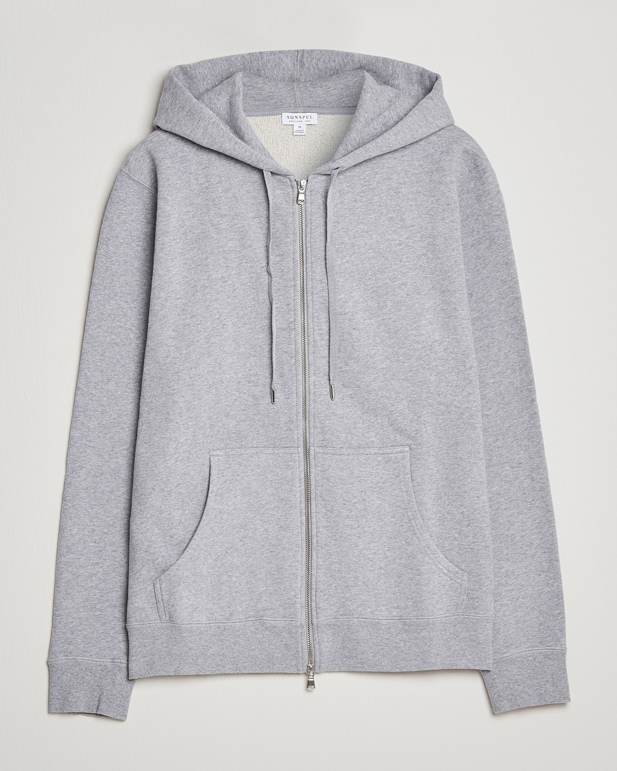 Herre | Full-zip | Sunspel | Loopback Full Zip Hoodie Grey Melange