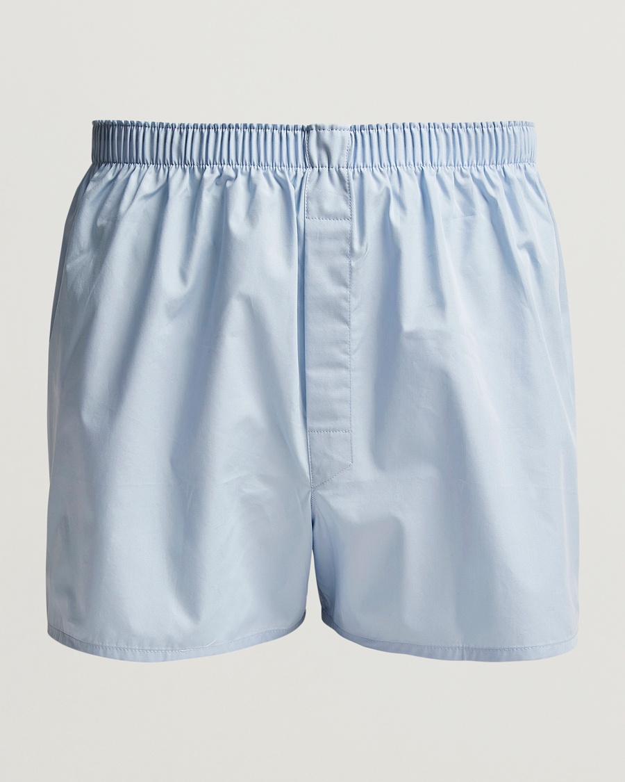 Sunspel Classic Woven Cotton Boxer Shorts Plain Blue – Blå