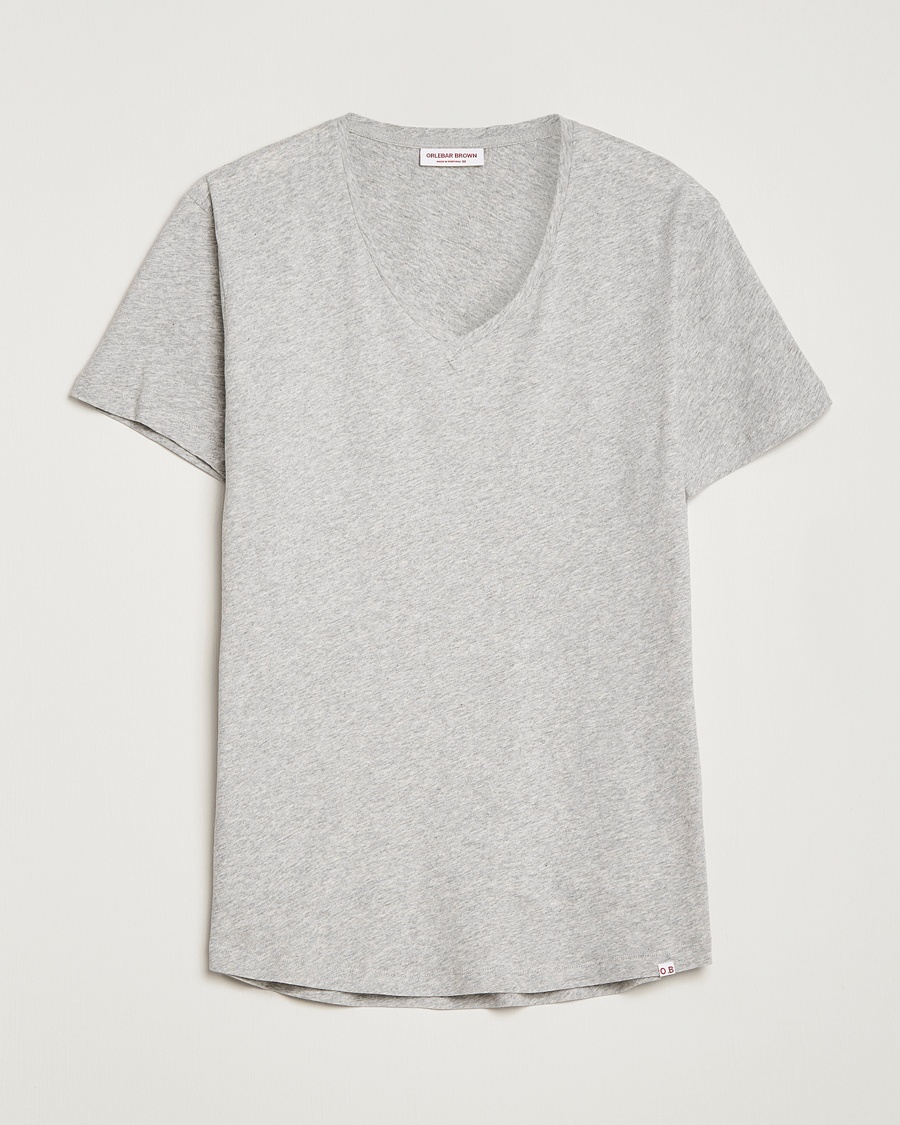 Orlebar Brown OB V-Neck Tee Grey Melange – Grå