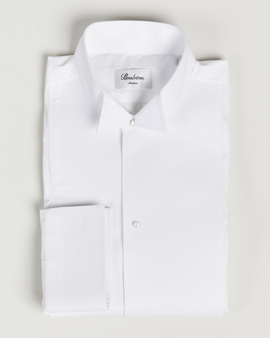 Stenströms Slimline Astoria Stand Up Collar Evening Shirt White – Hvit
