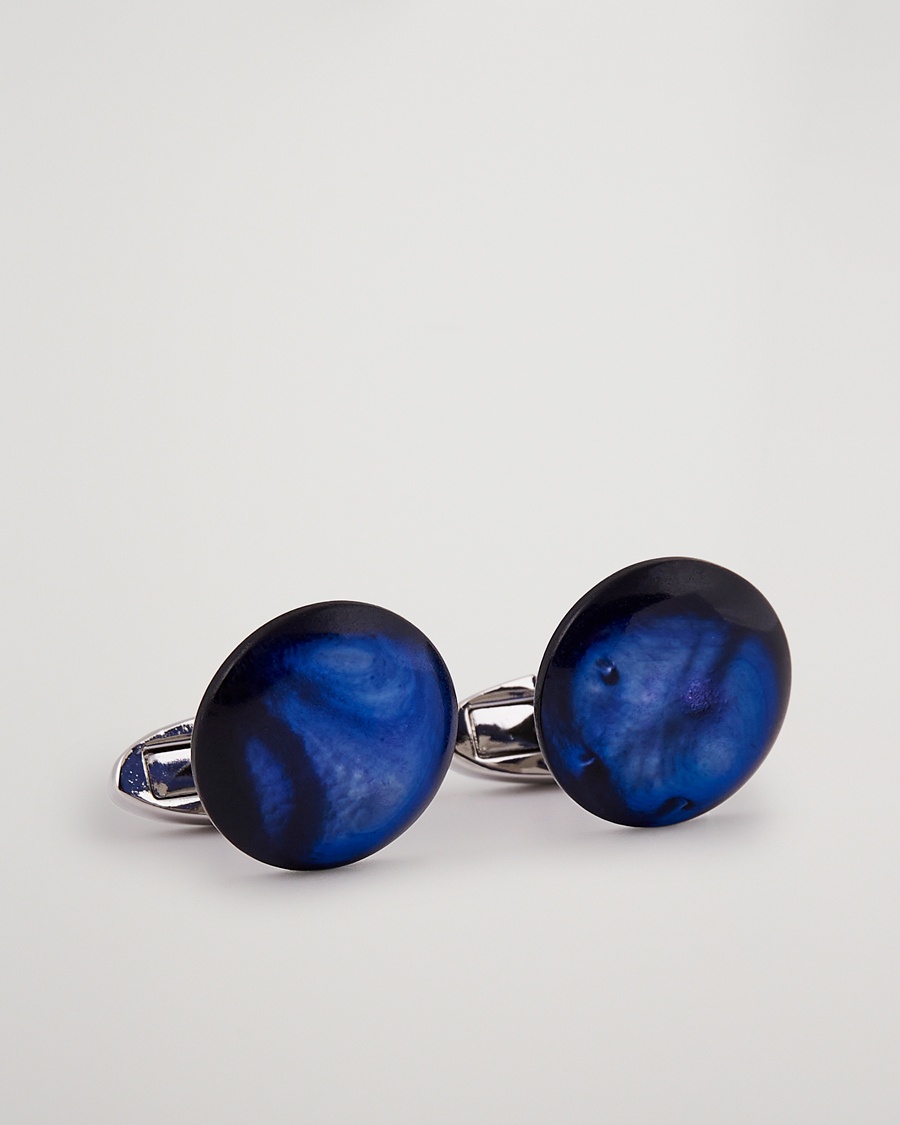 Herre | Black Tie | Stenströms | Mother of Pearl Cufflink Dark Blue