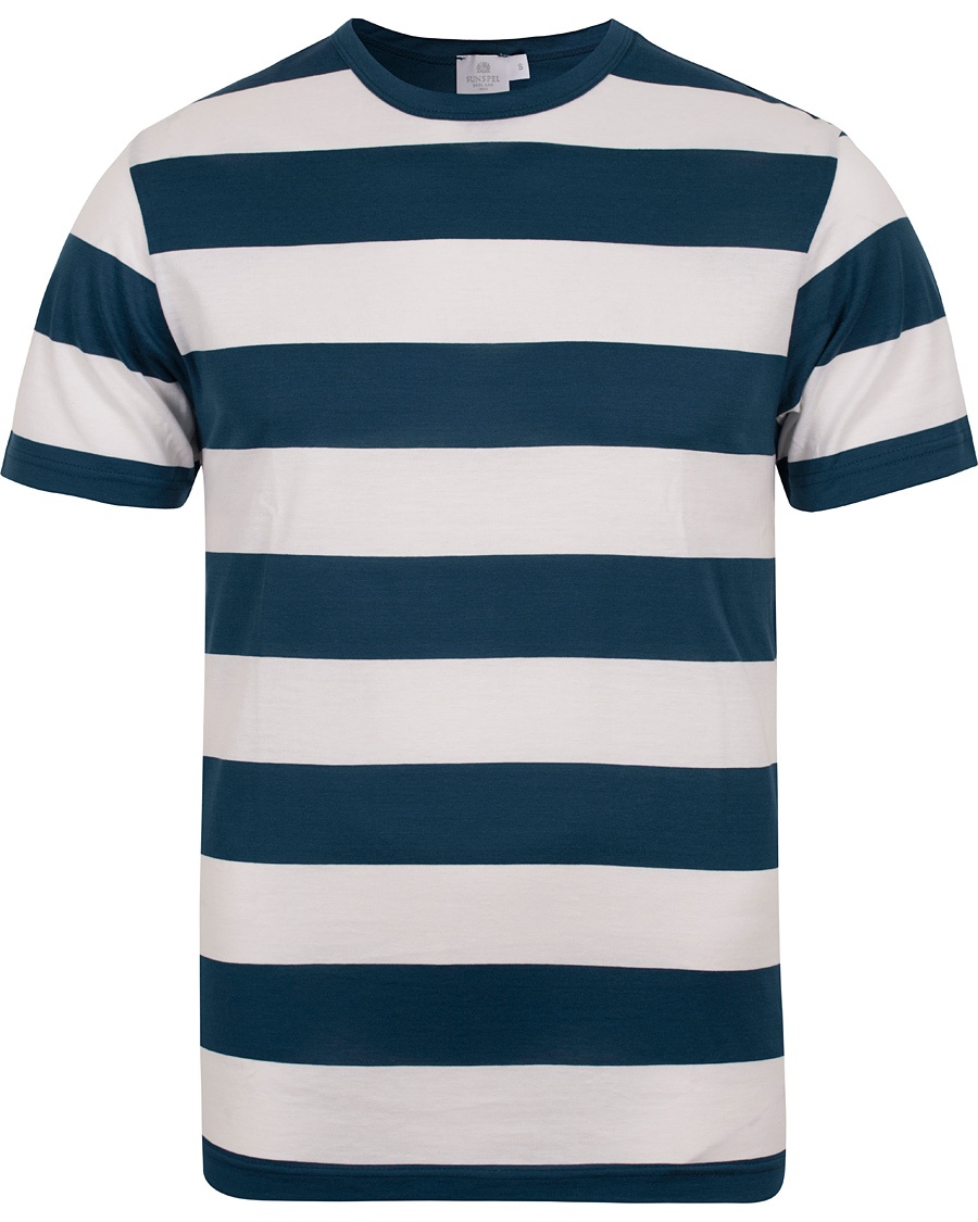  Large Stripe Crew Neck Tee Falcon/White Stripe