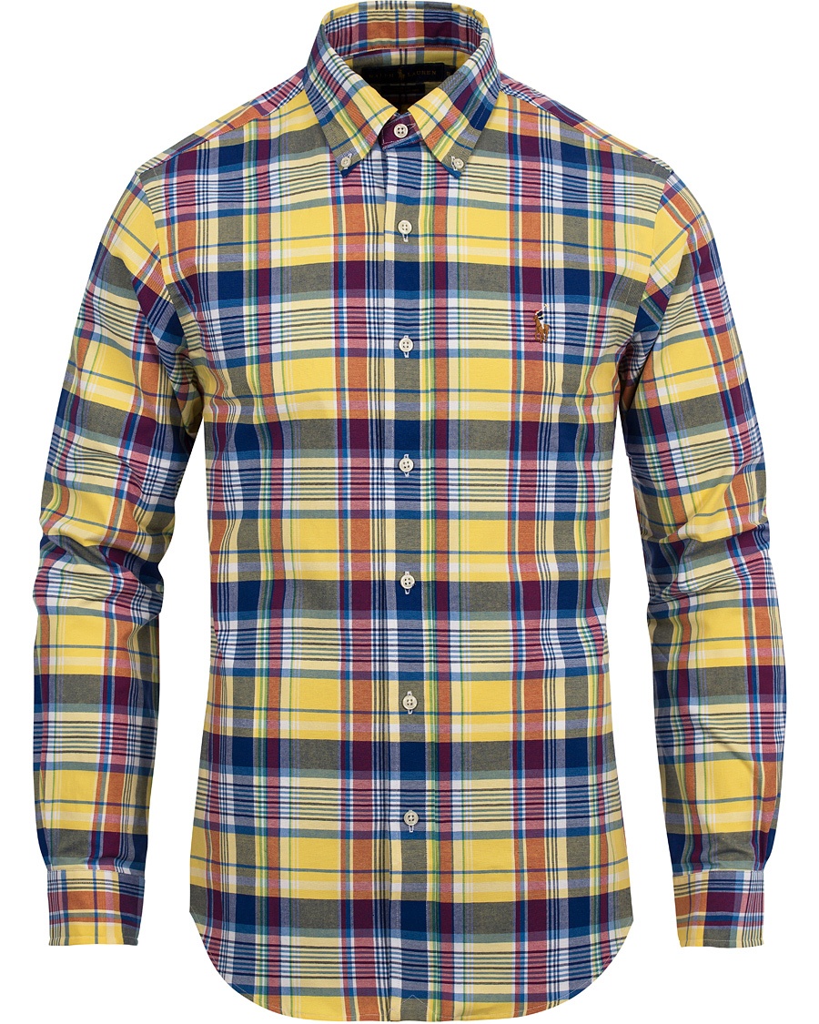  Slim Fit Oxford Check Stretch Shirt Yellow/Blue
