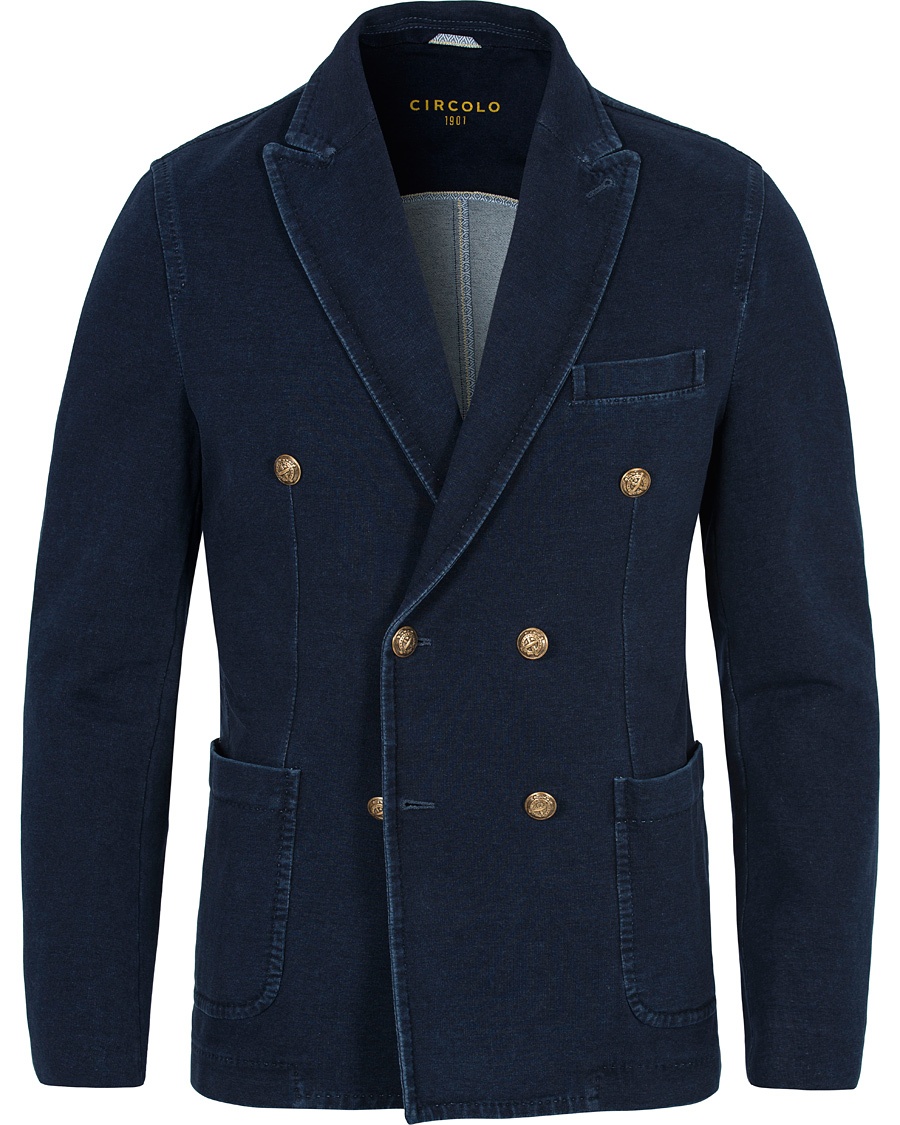  Jersey Double Breast Blazer Indigo