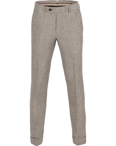  Fred Minicheck Linen Trousers Brown