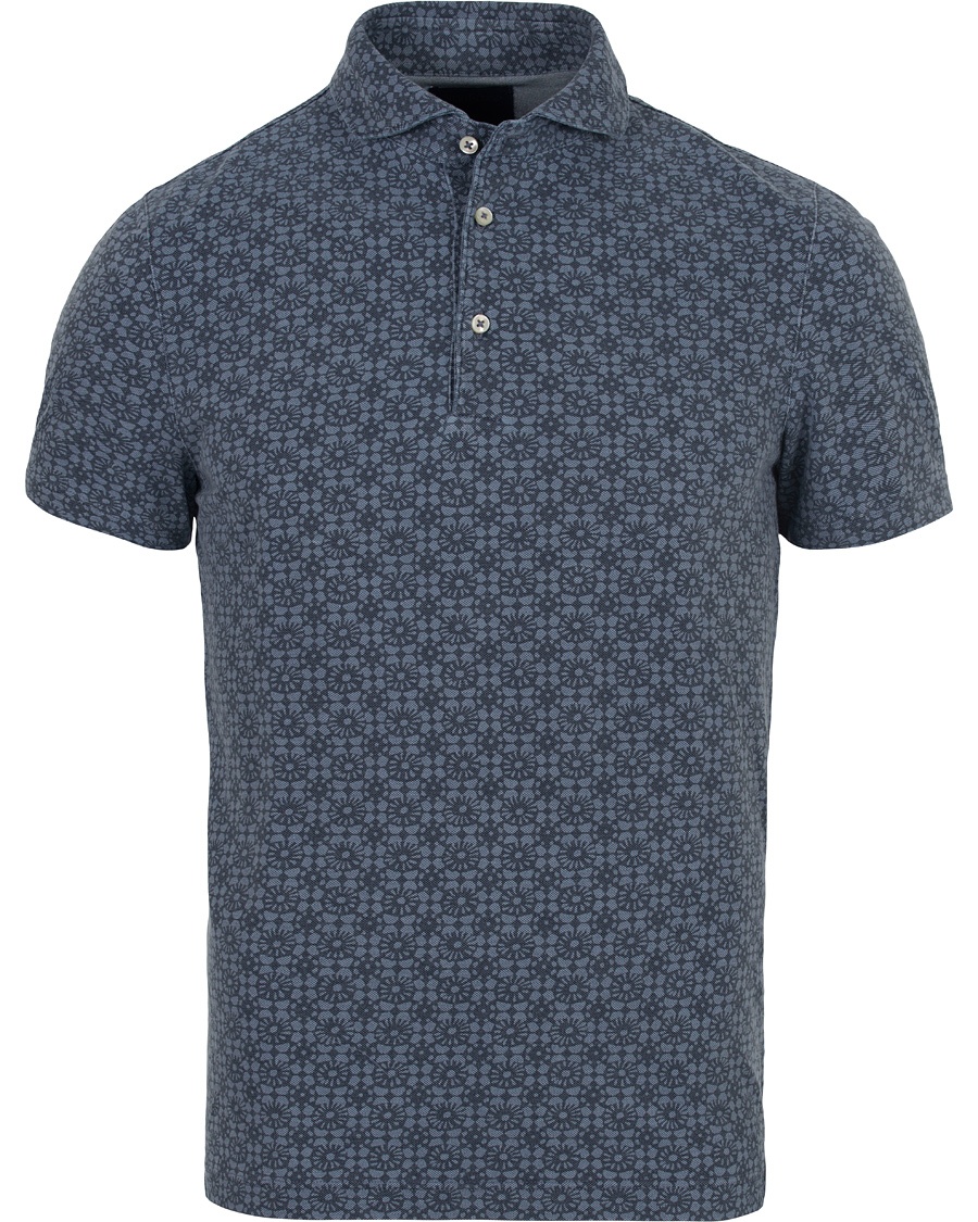  Printed Washed Denim Polo Blue