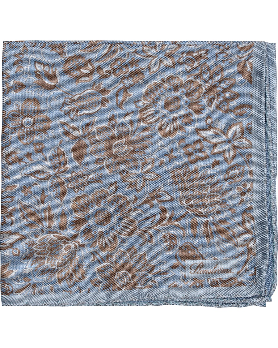  Printed Flower Pocket Square Blue