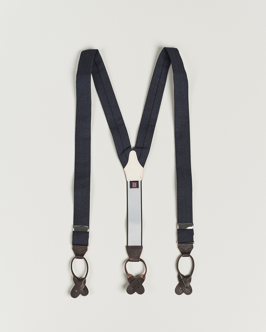 Albert Thurston Herringbone Braces 40mm Dark Blue – Blå