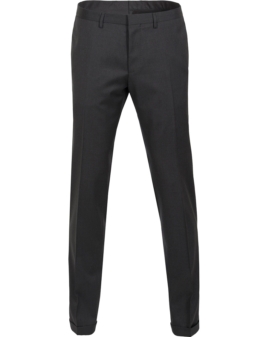 BOSS Wave Slim Fit Wool Trousers Charcoal