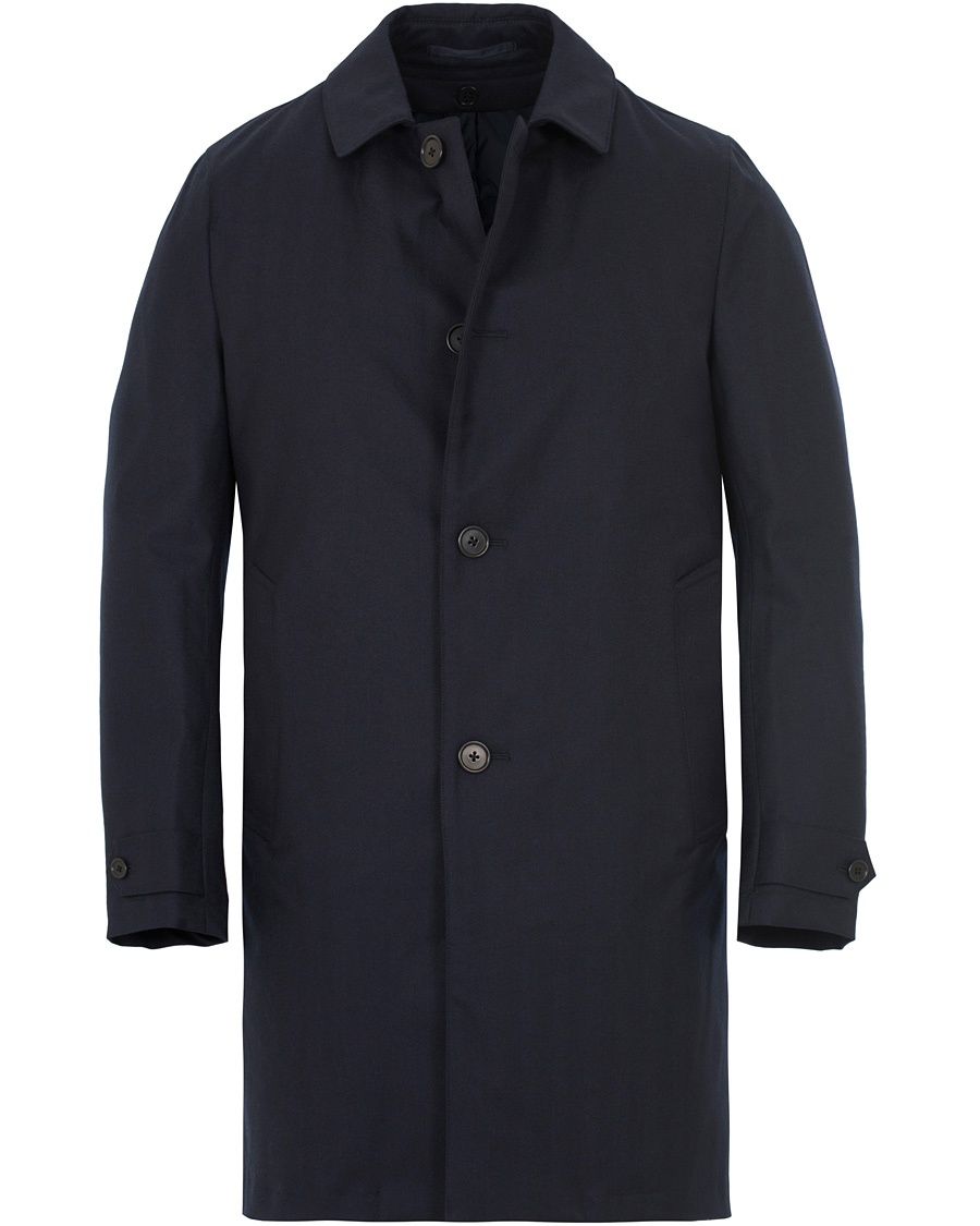  Herringbone Wool Coat Dark Navy