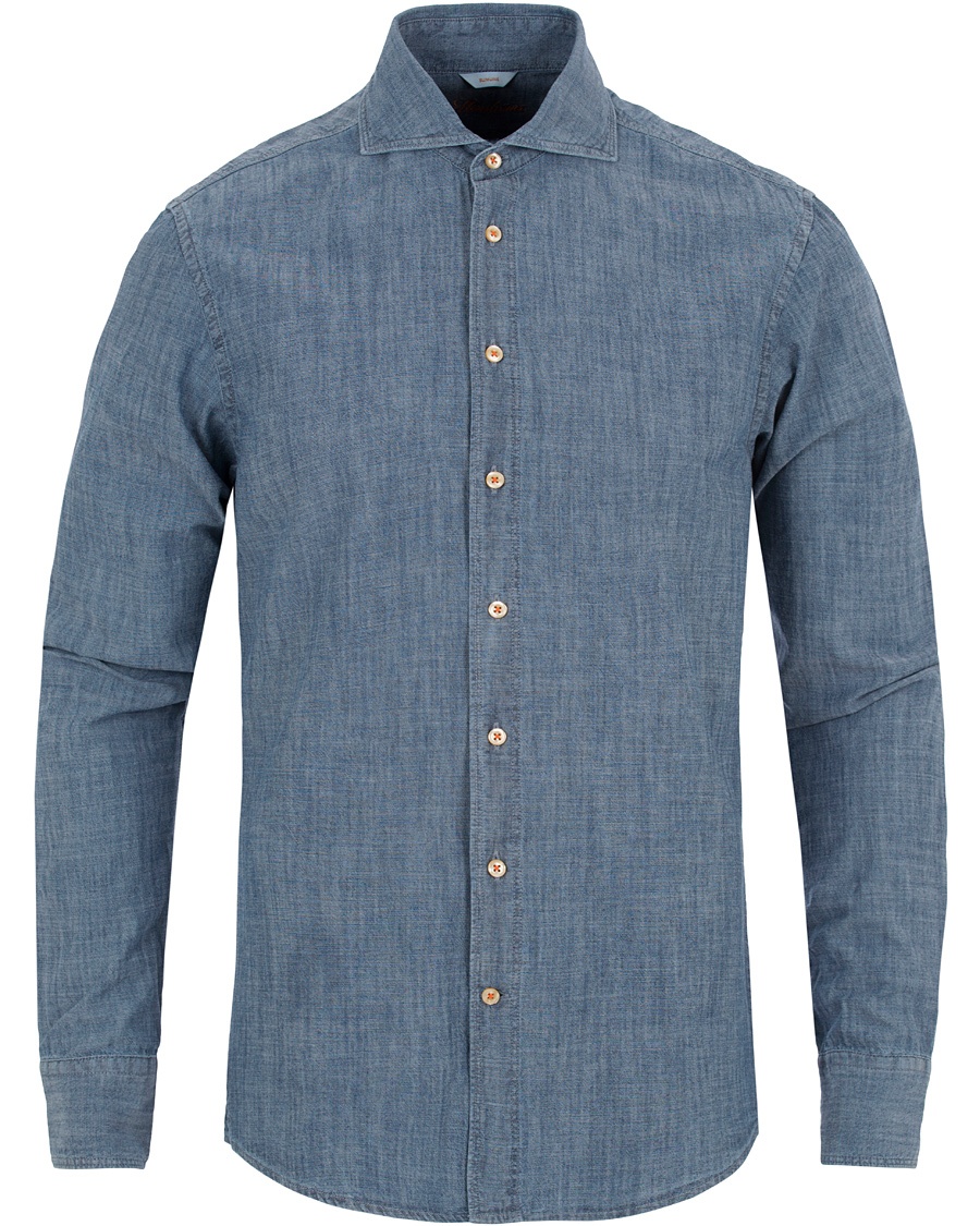  Slimline Garment Washed Shirt Blue