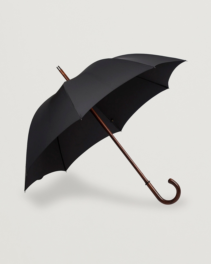 Fox Umbrellas Polished Cherrywood Solid Umbrella Black – Svart