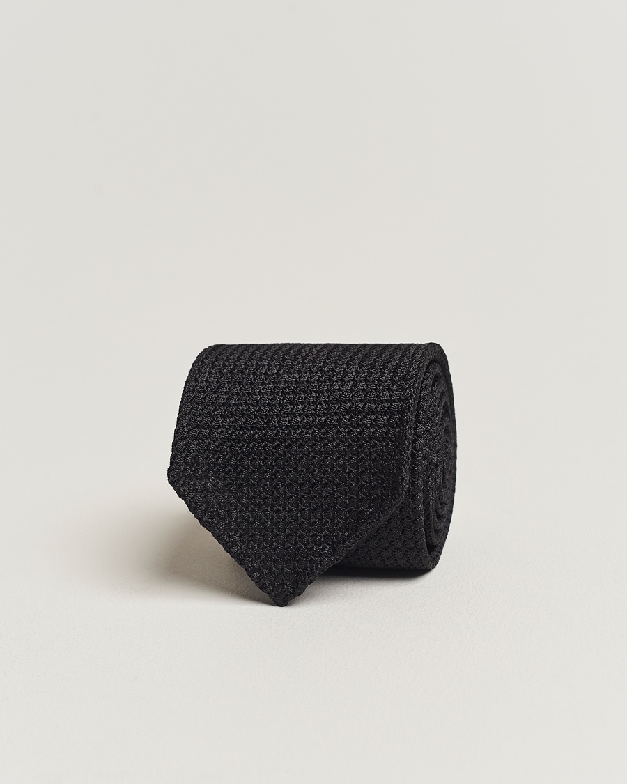 Herre | | Drake's | Silk Grenadine Handrolled 8 cm Tie Black