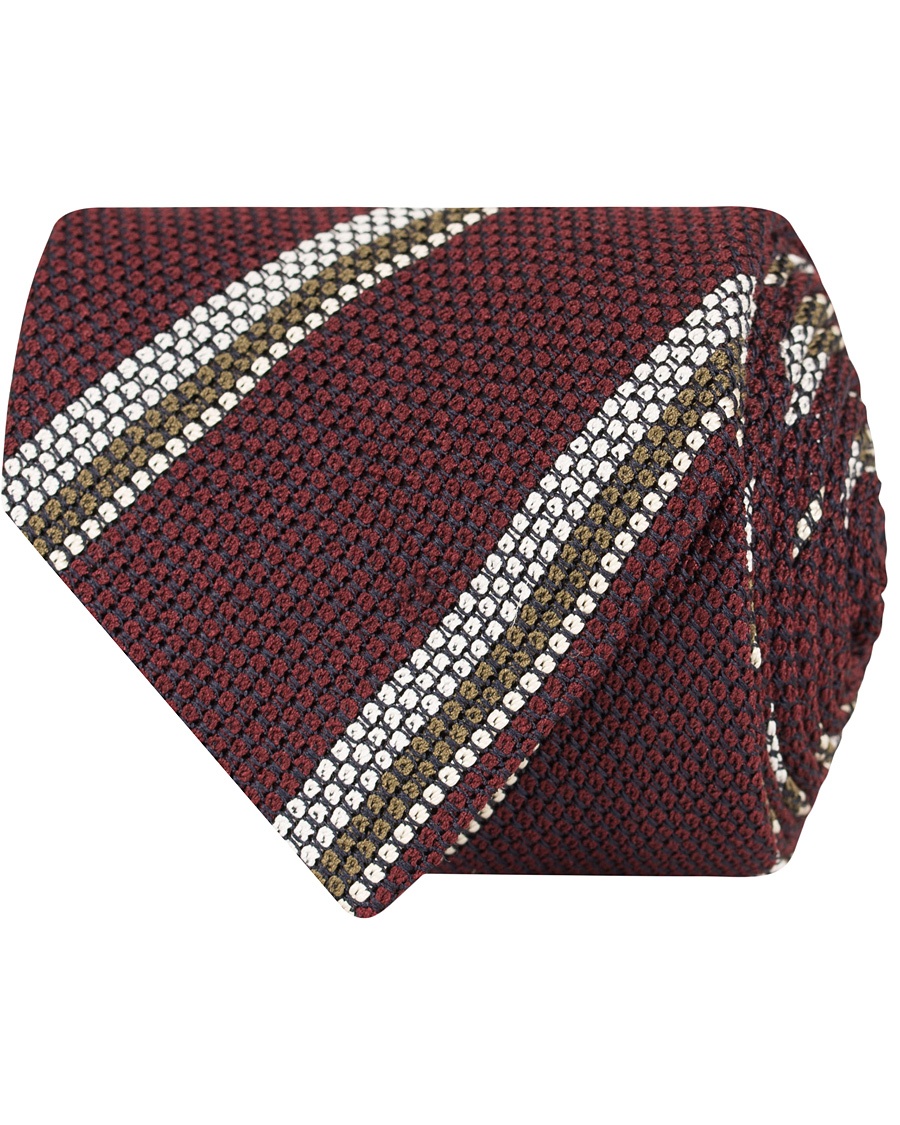  Stripe Silk 8 cm Tie Burgundy