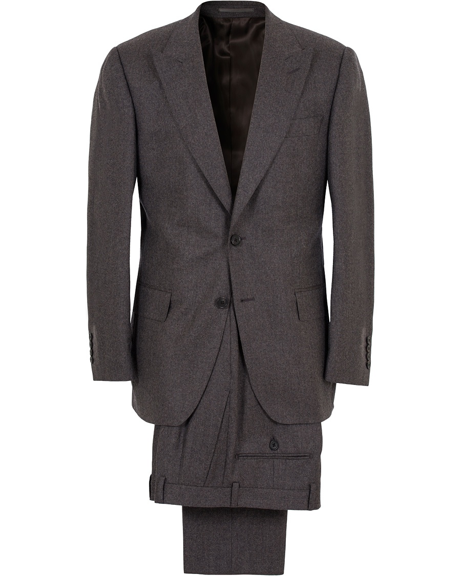  Peak Lapel Flannel Suit Charcoal
