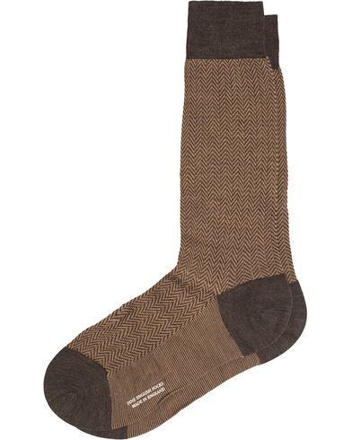  Finsbury Wool/Nylon Herringbone Sock Brown Mix
