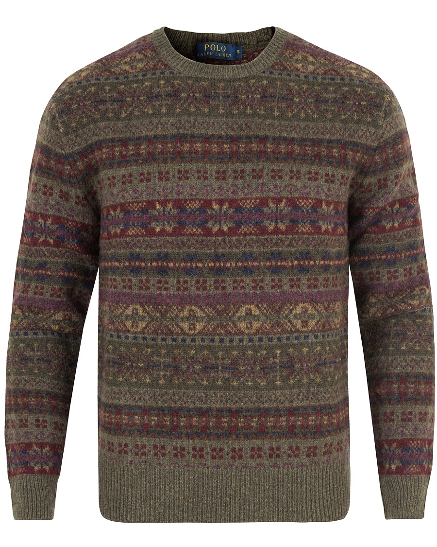  Knitted Wool Sweater Olive Fairisle