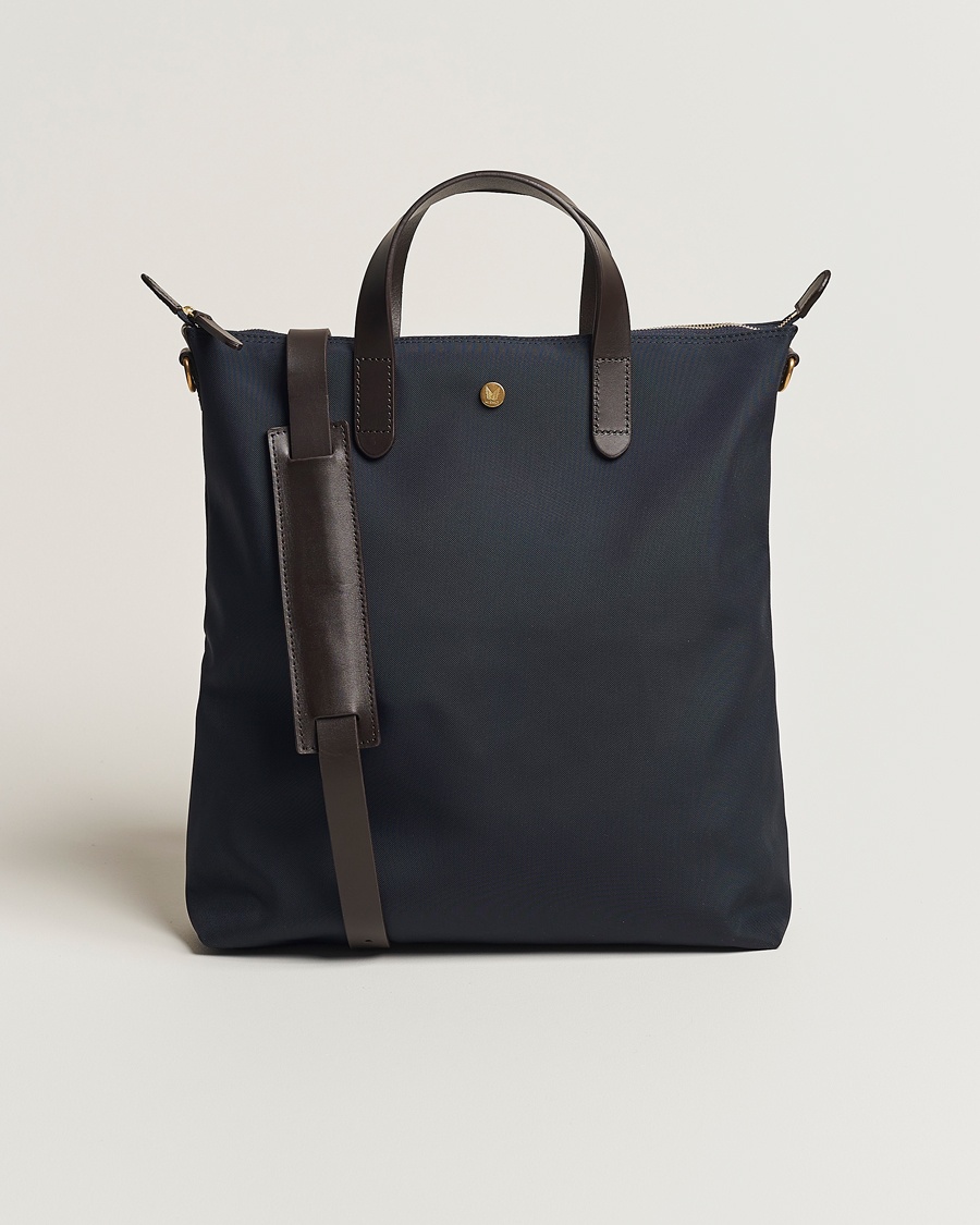 Mismo M/S Canvas Shopper Navy/Dark Brown – Blå