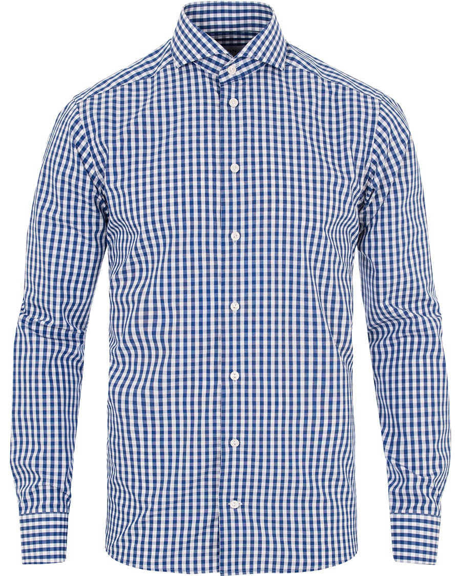  Slim Fit Poplin Check Shirt Blue