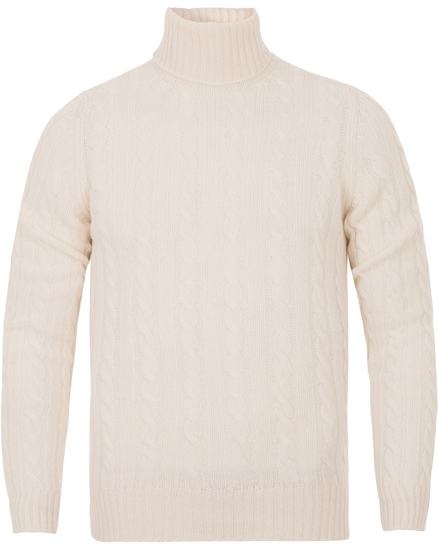  Cable Wool Geelong Knit Polo White