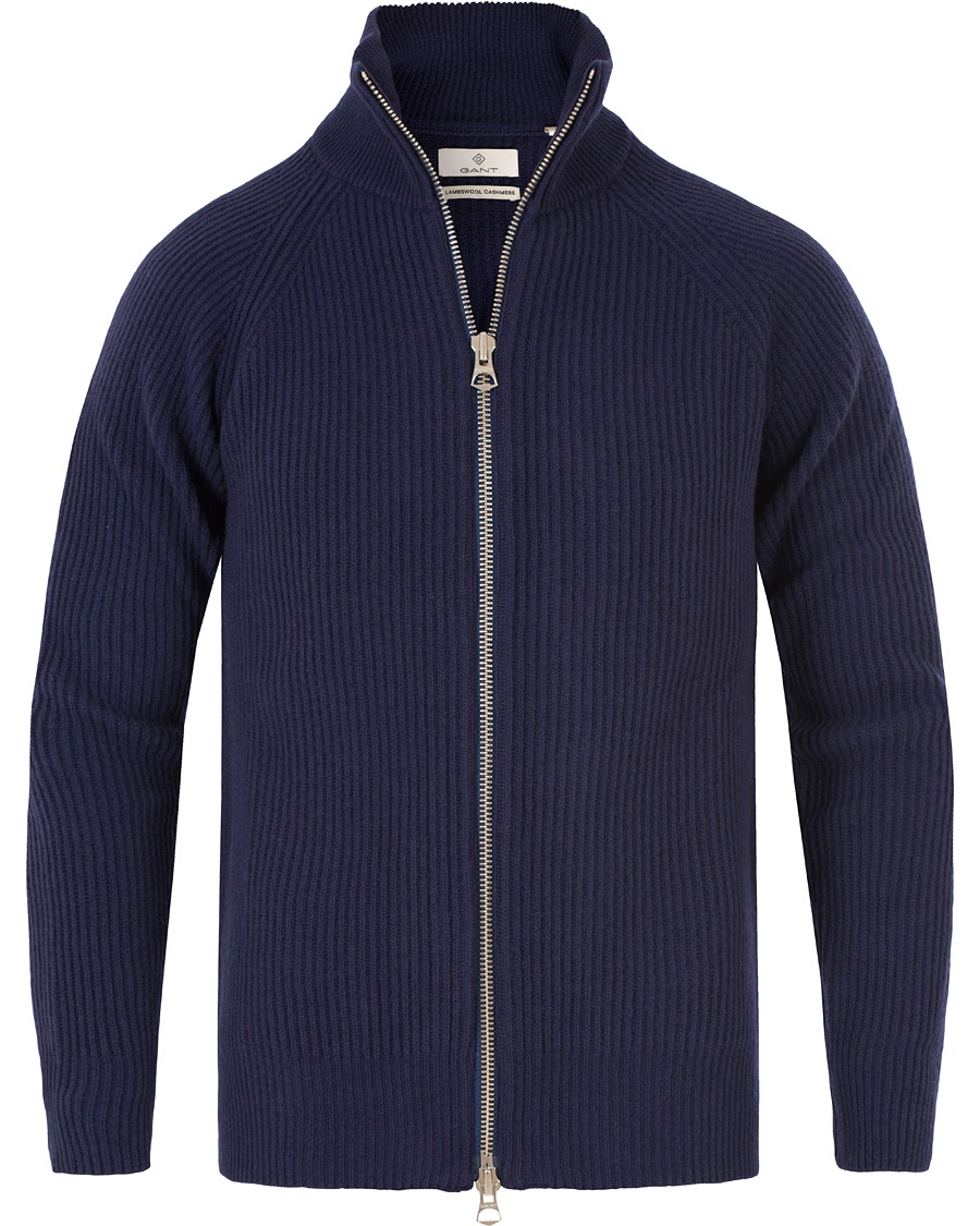  Lambswool/Cashmere Zip Trough Luminary Navy