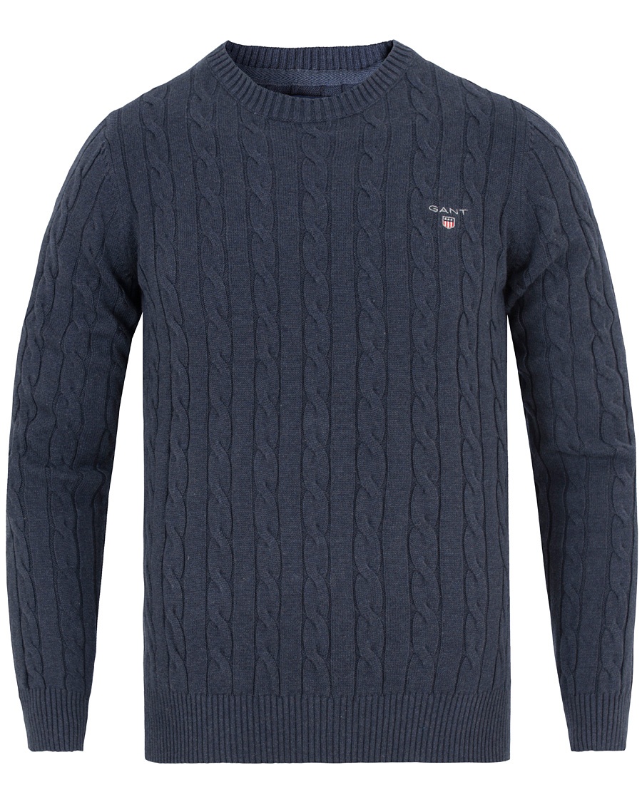  Cotton Cable Crew Pullover Dark Blue Indigo
