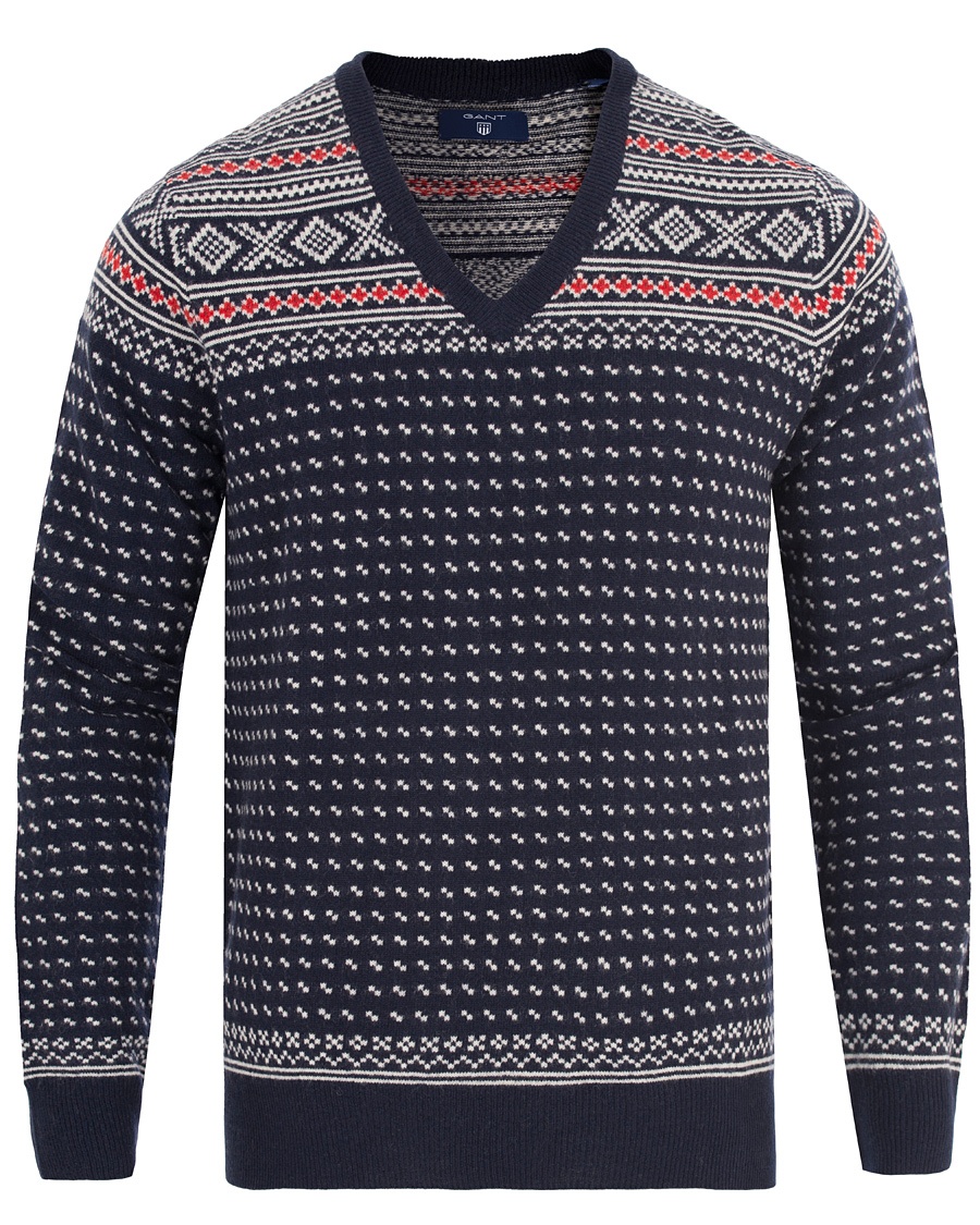  Christmas Fairisle V-Neck Marine