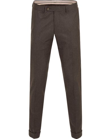  Fred Light Flannel Turn Up Super 120 Trousers Brown
