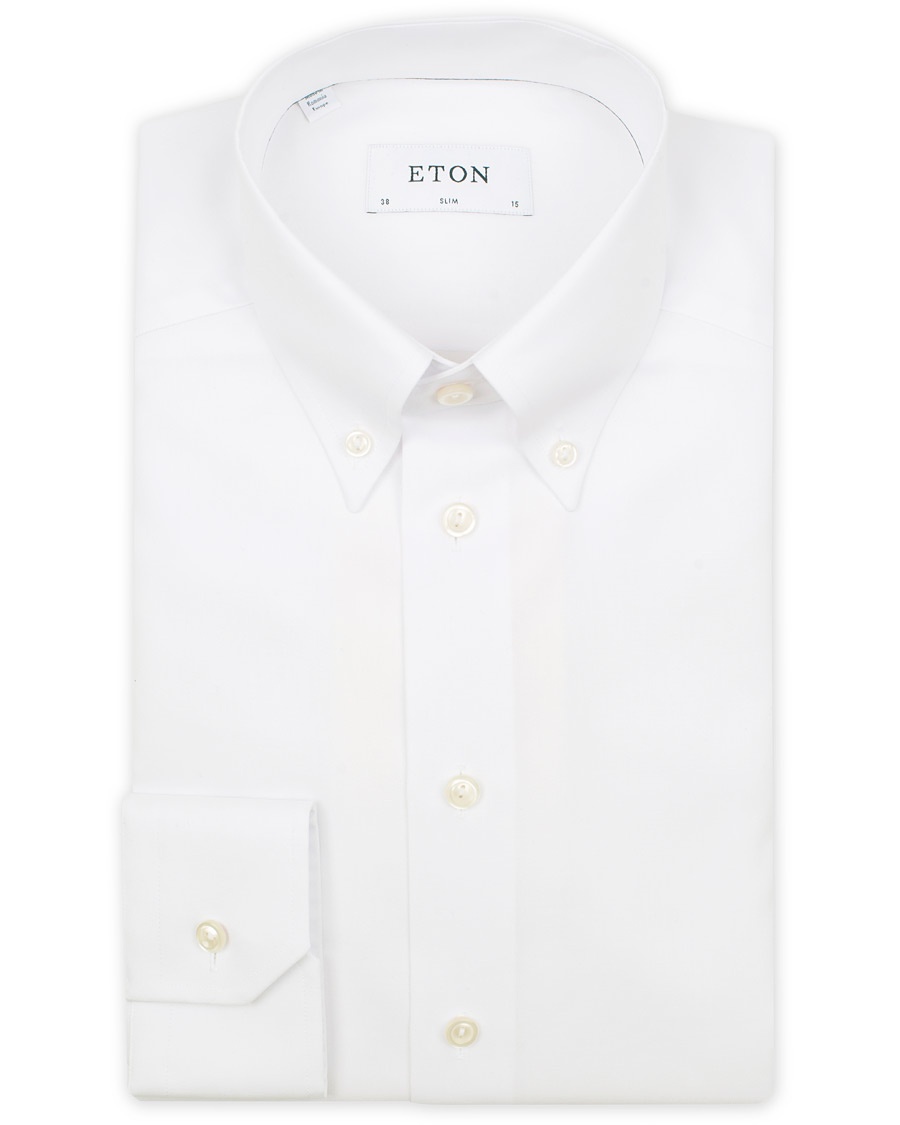  Slim Fit Oxford High Collar Button Down White