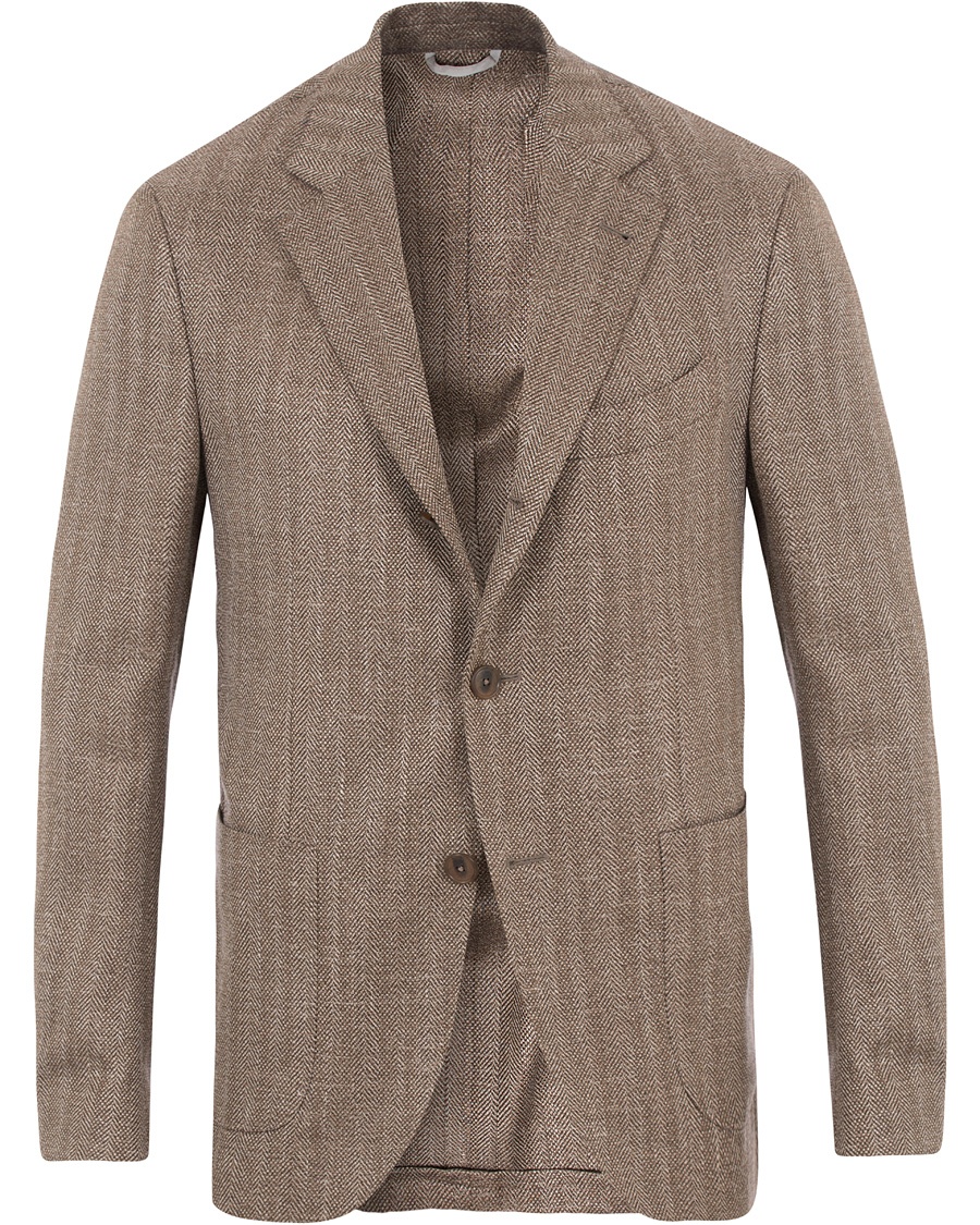  Herringbone Linen Blazer Brown