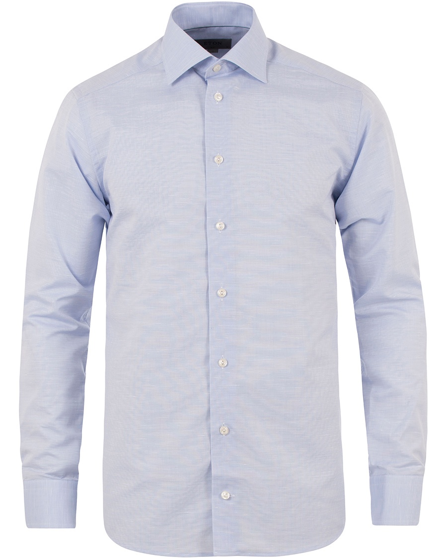  Slim Fit Poplin/Linen Shirt Light Blue
