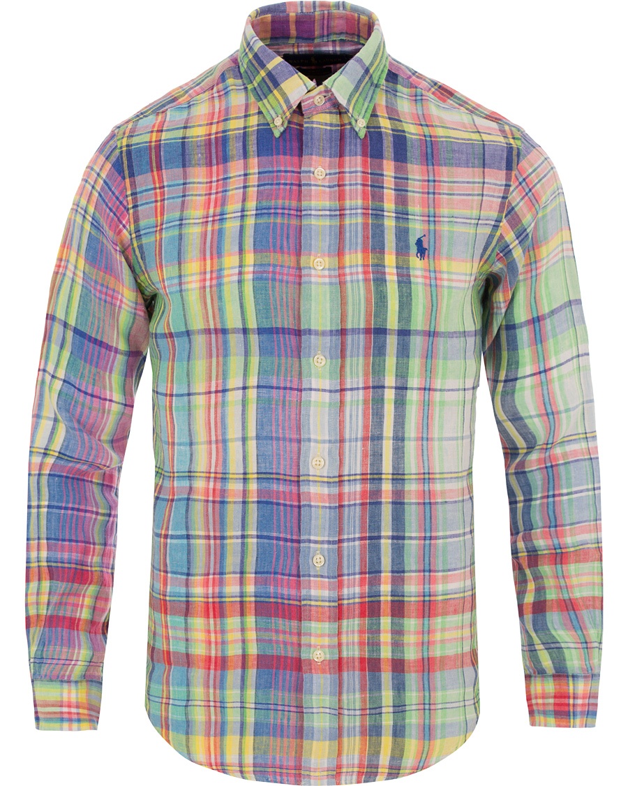  Slim Fit Linen Check Shirt Chroma Blue