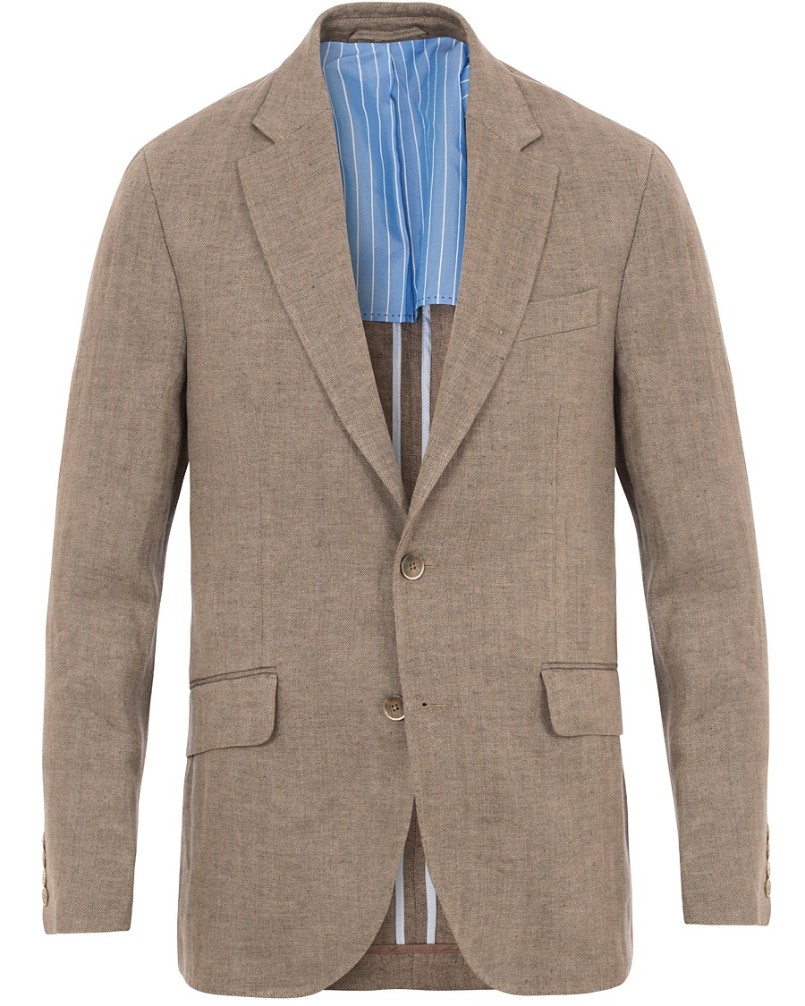  Linen Herringbone Blazer Beige