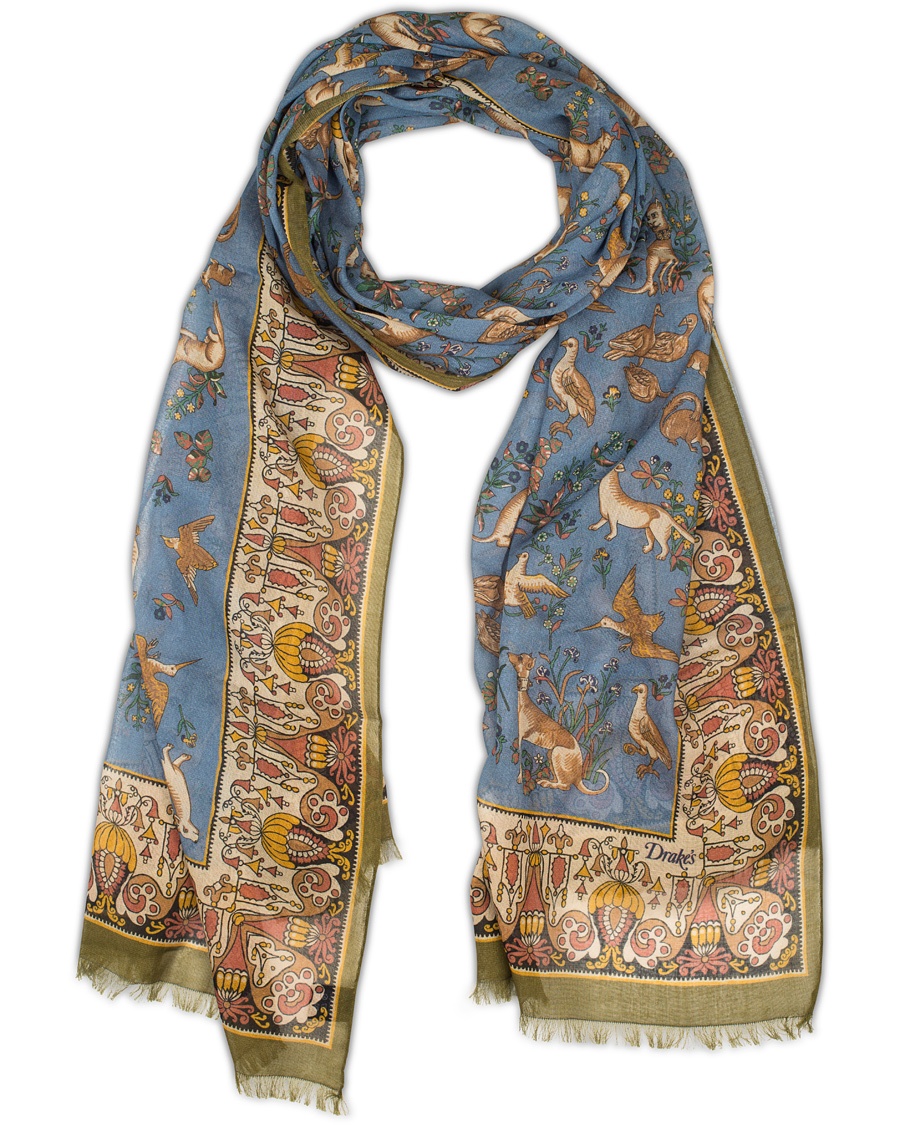  Cotton/Modal Animal Print Scarf Light Blue