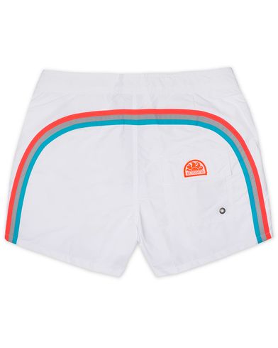  Rainbow Mid Length Swim Shorts White