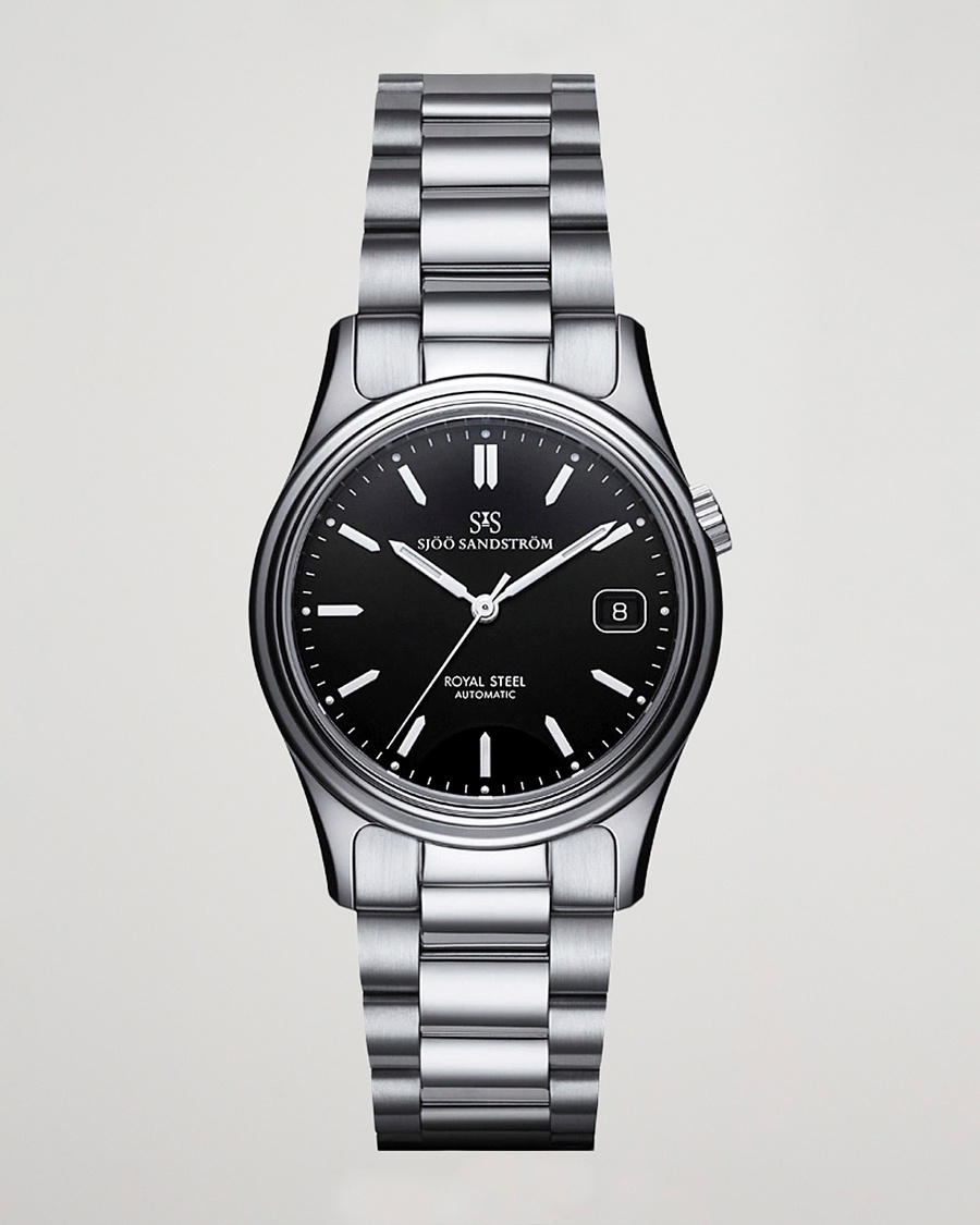Sjöö Sandström Royal Steel Classic 36mm Black with Steel – Sølv
