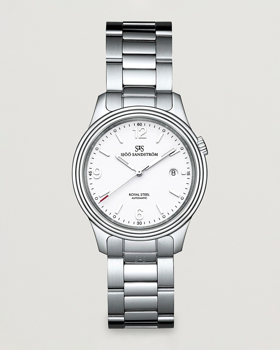 Herre | Lenke i rustfritt stål | Sjöö Sandström | Royal Steel Classic 41mm White and Steel